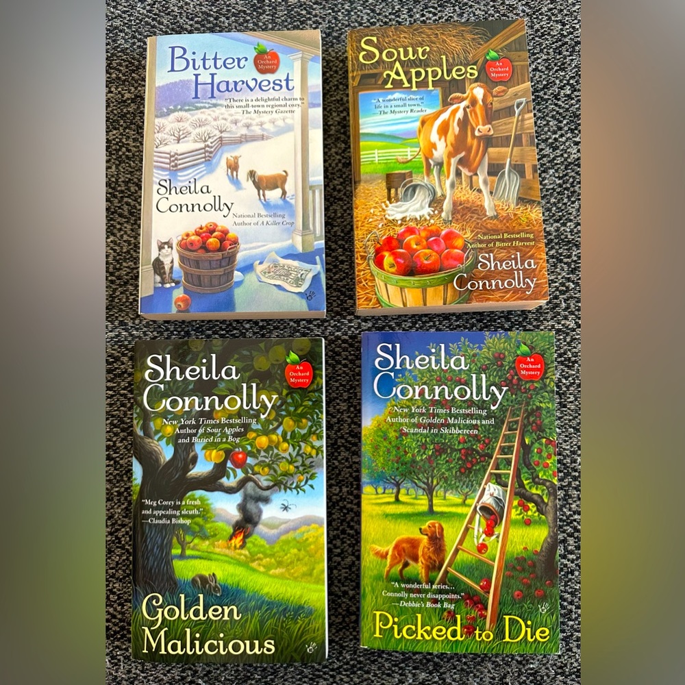 EUC ‘ORCHARD MYSTERY’ SERIES by SHEILA CONNOLLY BOOKS (5-8)